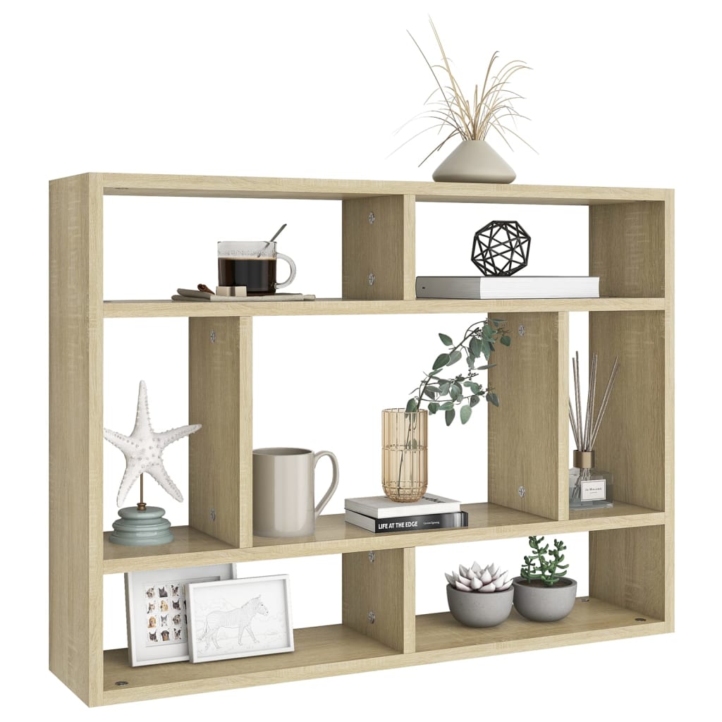 Wandschap 75x16x55 cm bewerkt hout sonoma eikenkleurig is nu te koop bij PeponiXL, paradijselijk wonen!