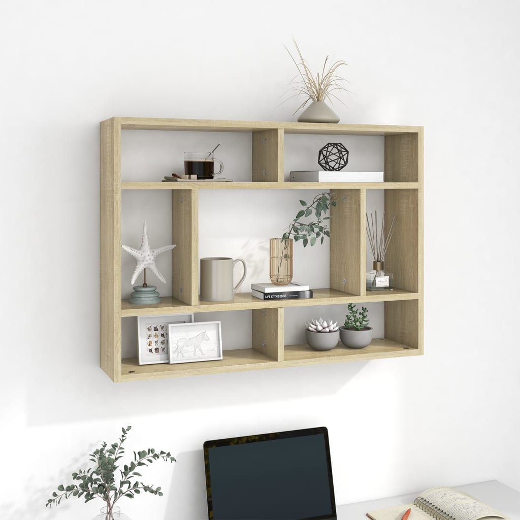 Wandschap 75x16x55 cm bewerkt hout sonoma eikenkleurig is nu te koop bij PeponiXL, paradijselijk wonen!