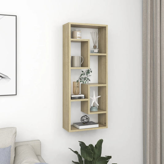Wandschap 36x16x90 cm bewerkt hout sonoma eikenkleurig is nu te koop bij PeponiXL, paradijselijk wonen!