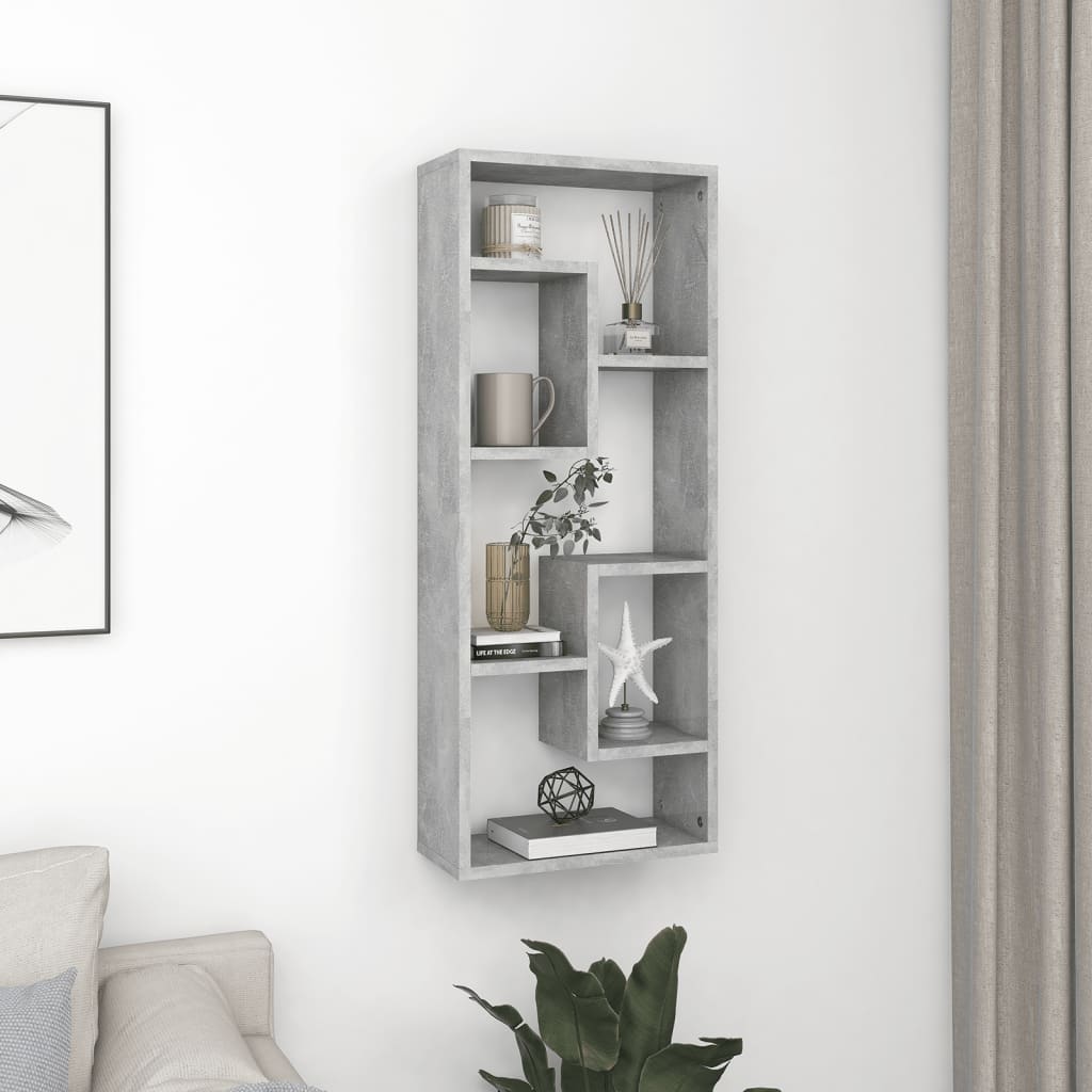 Wandschap 36x16x90 cm bewerkt hout betongrijs is nu te koop bij PeponiXL, paradijselijk wonen!