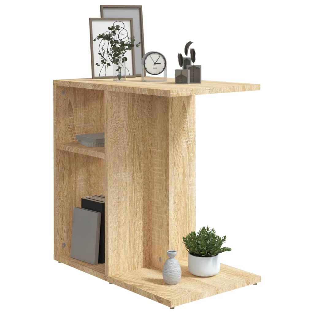 Bijzettafel 50x30x50 cm bewerkt hout sonoma eikenkleurig is nu te koop bij PeponiXL, paradijselijk wonen!