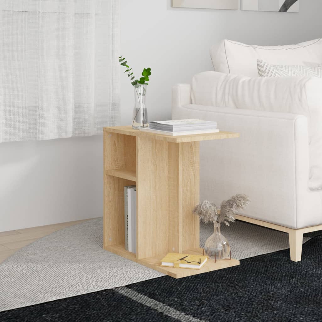 Bijzettafel 50x30x50 cm bewerkt hout sonoma eikenkleurig is nu te koop bij PeponiXL, paradijselijk wonen!