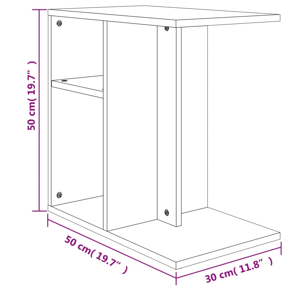 Bijzettafel 50x30x50 cm bewerkt hout betongrijs is nu te koop bij PeponiXL, paradijselijk wonen!