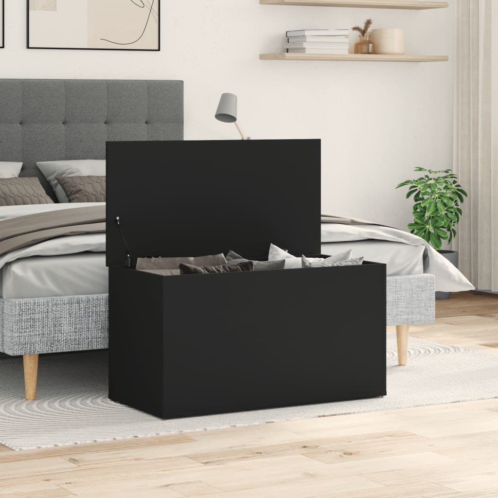 Opbergkist 84x42x46 cm bewerkt hout zwart is nu te koop bij PeponiXL, paradijselijk wonen!