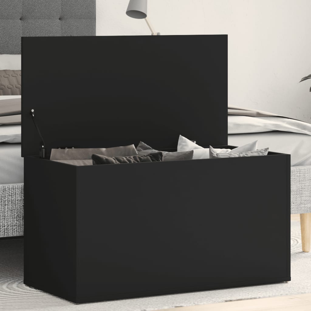 Opbergkist 84x42x46 cm bewerkt hout zwart is nu te koop bij PeponiXL, paradijselijk wonen!