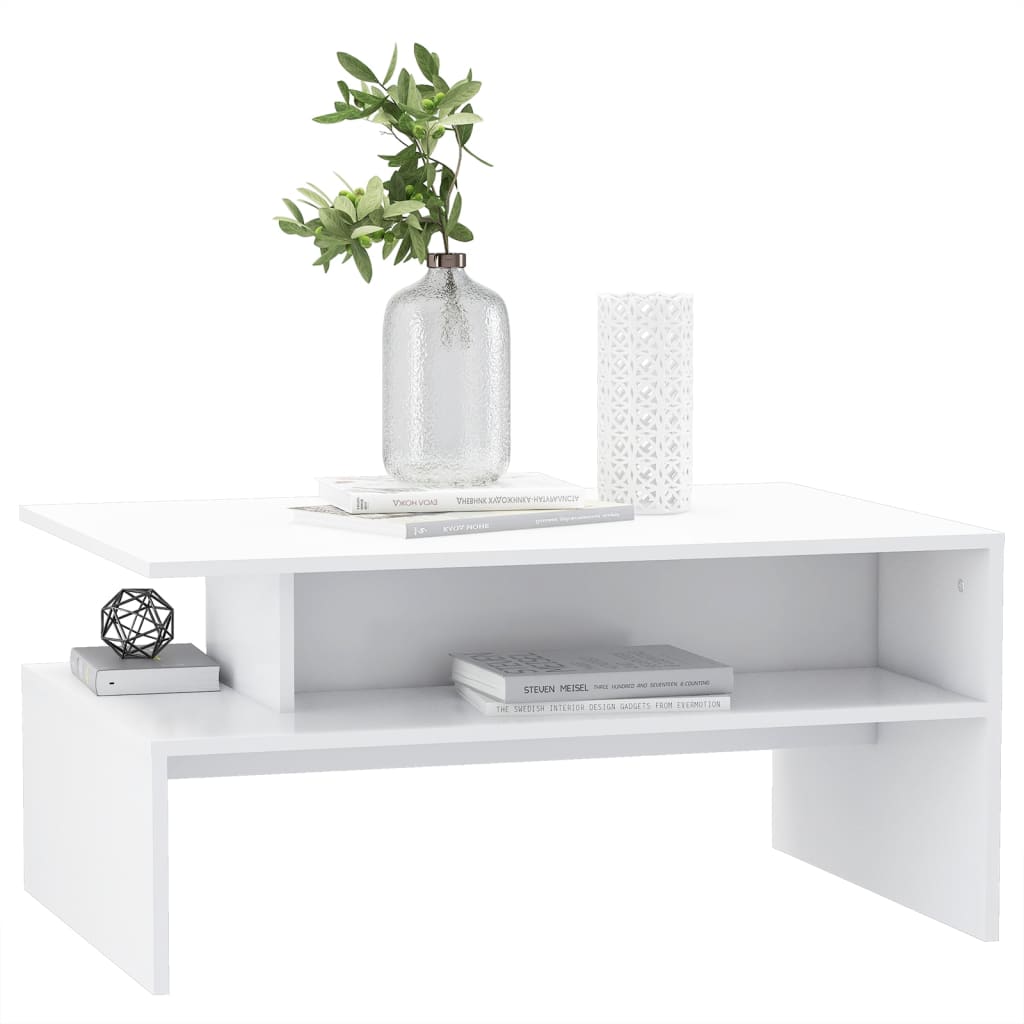 Salontafel 90x60x42,5 cm bewerkt hout wit