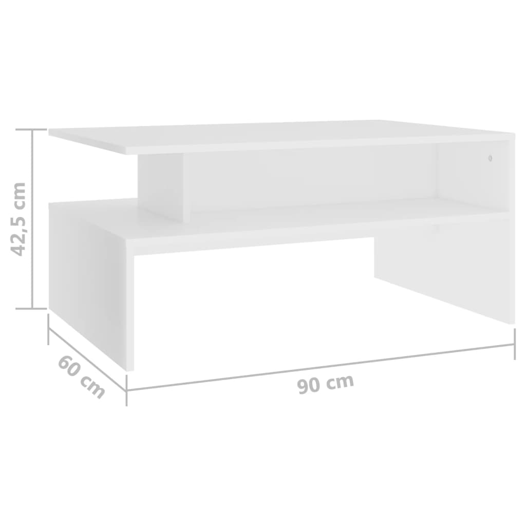 Salontafel 90x60x42,5 cm bewerkt hout wit