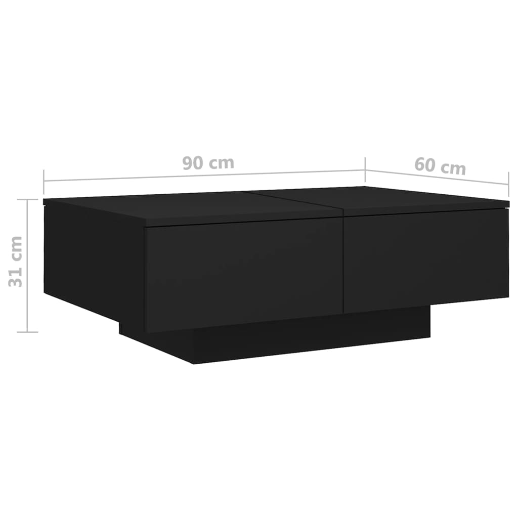 Salontafel 90x60x31 cm bewerkt hout zwart is nu te koop bij PeponiXL, paradijselijk wonen!