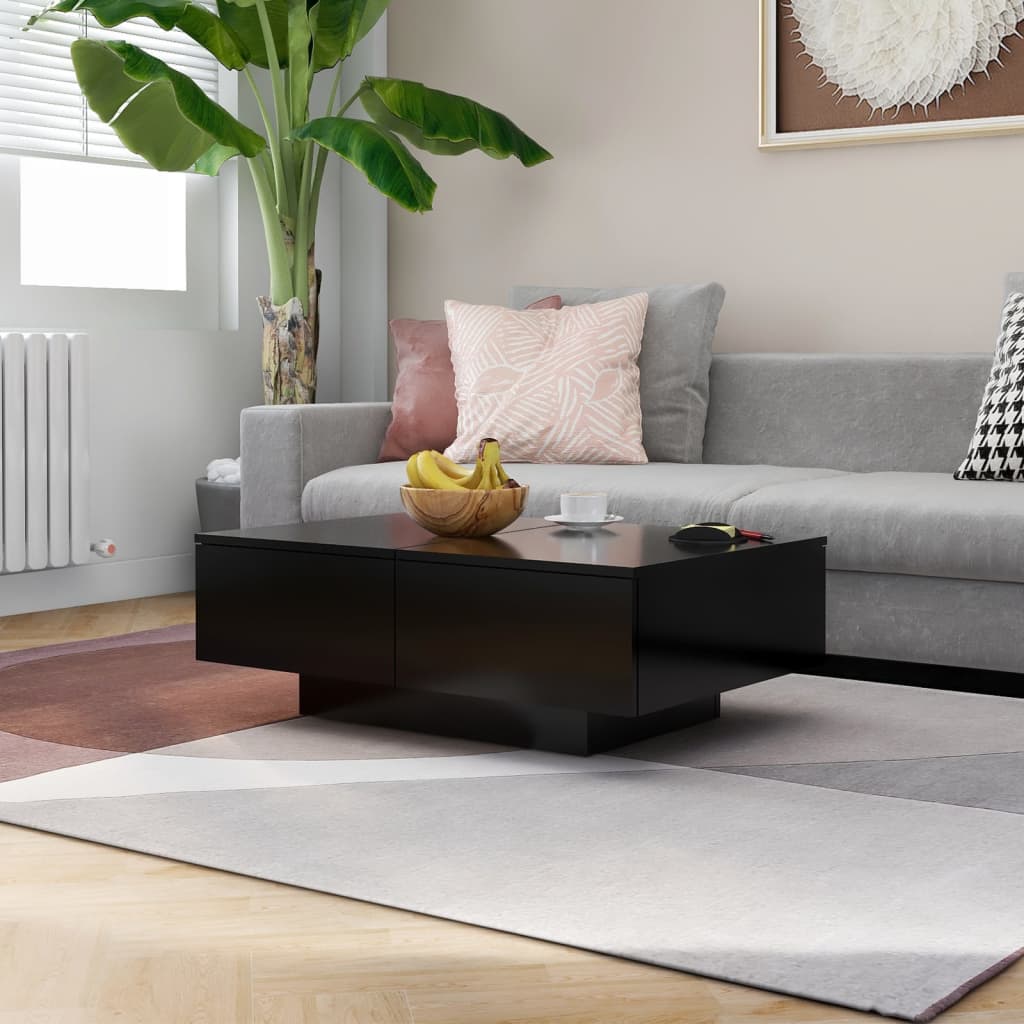 Salontafel 90x60x31 cm bewerkt hout zwart is nu te koop bij PeponiXL, paradijselijk wonen!