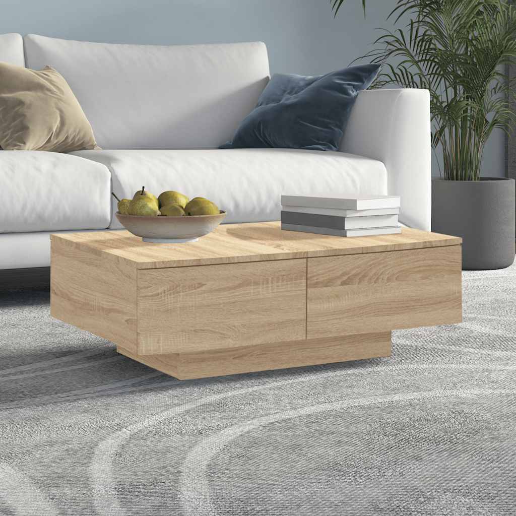Salontafel 90x60x31 cm bewerkt hout sonoma eikenkleurig is nu te koop bij PeponiXL, paradijselijk wonen!