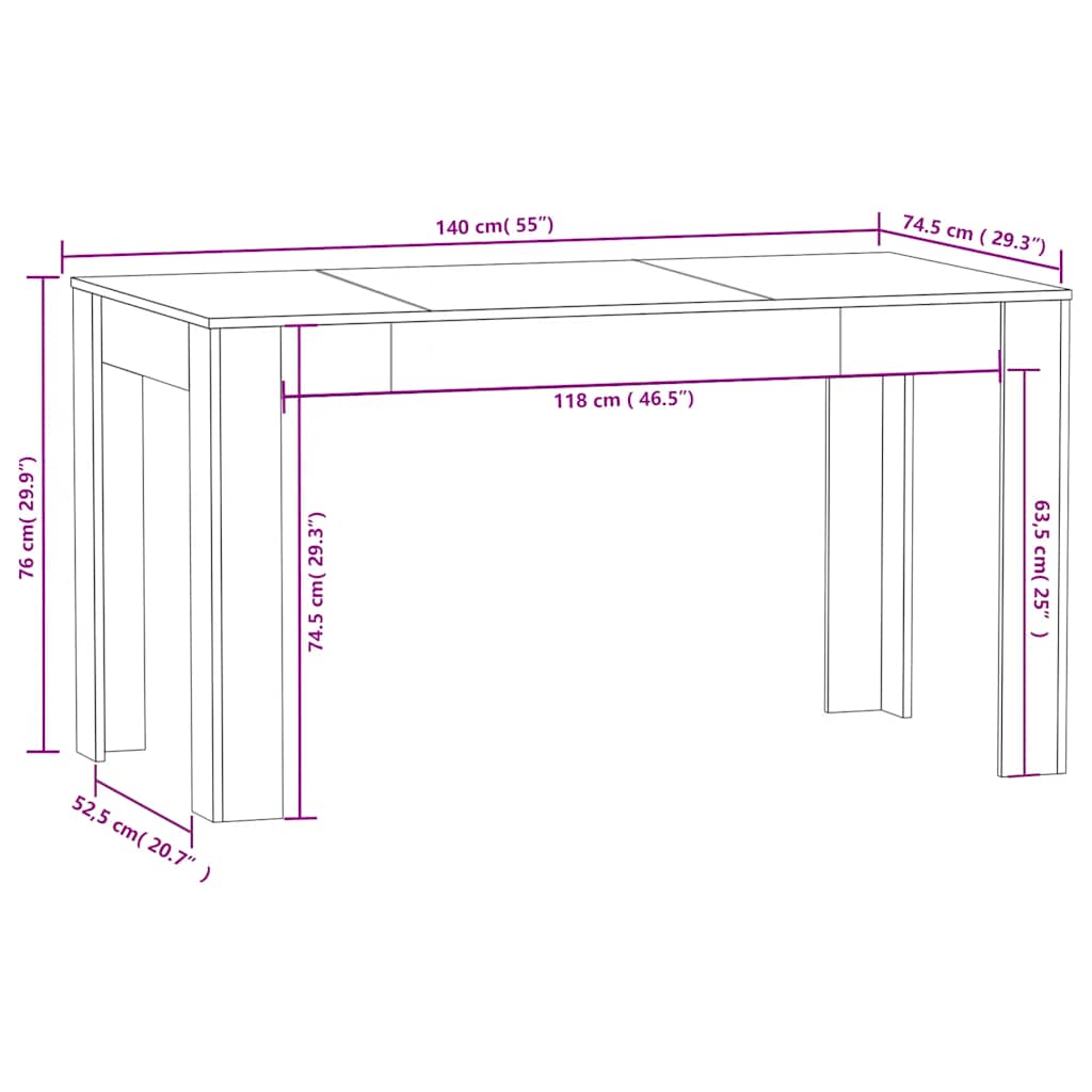 Eettafel 140x74,5x76 cm spaanplaat zwart is nu te koop bij PeponiXL, paradijselijk wonen!