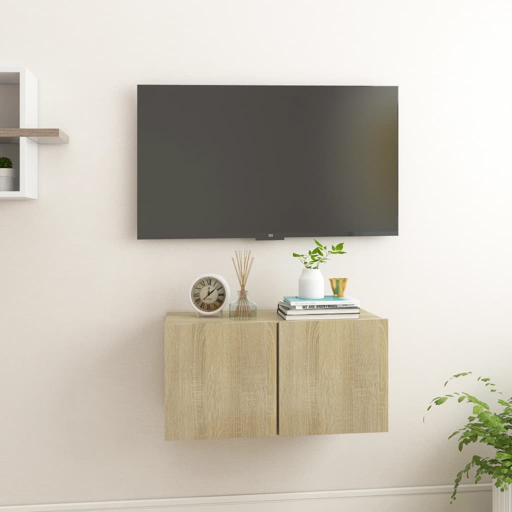 Tv-hangmeubel 60x30x30 cm sonoma eikenkleurig is nu te koop bij PeponiXL, paradijselijk wonen!