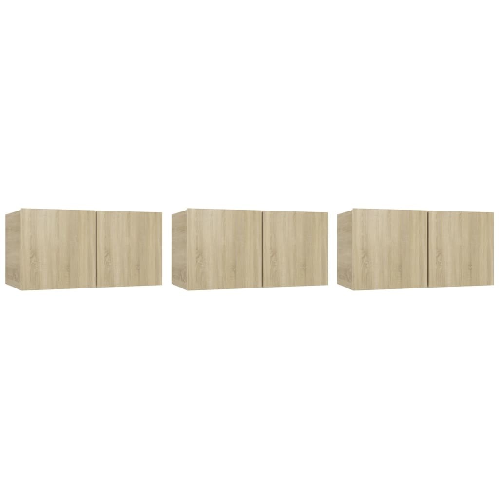 Tv-hangmeubelen 3 st 60x30x30 cm sonoma eikenkleurig is nu te koop bij PeponiXL, paradijselijk wonen!