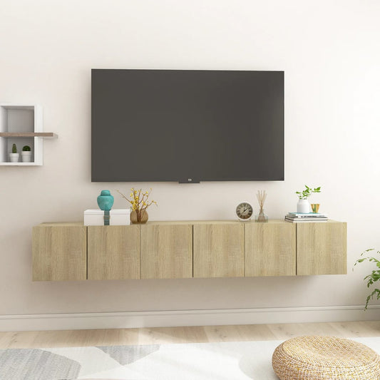 Tv-hangmeubelen 3 st 60x30x30 cm sonoma eikenkleurig is nu te koop bij PeponiXL, paradijselijk wonen!