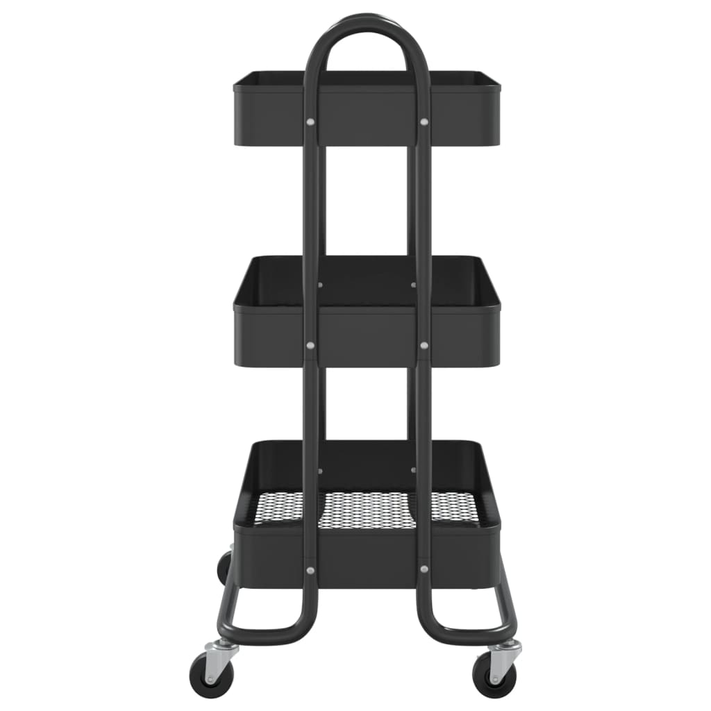 Trolley 3-laags 43x34x79 cm staal zwart is nu te koop bij PeponiXL, paradijselijk wonen!