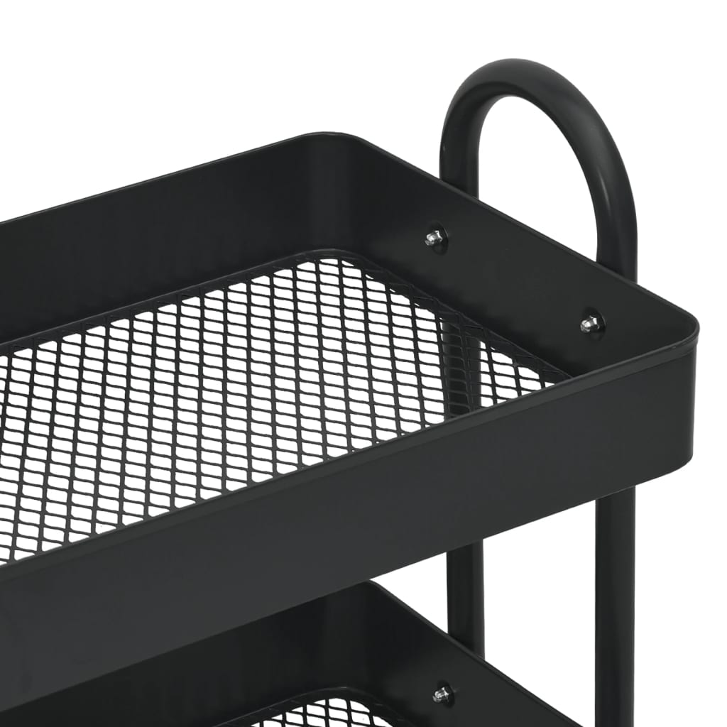 Trolley 3-laags 43x34x79 cm staal zwart is nu te koop bij PeponiXL, paradijselijk wonen!