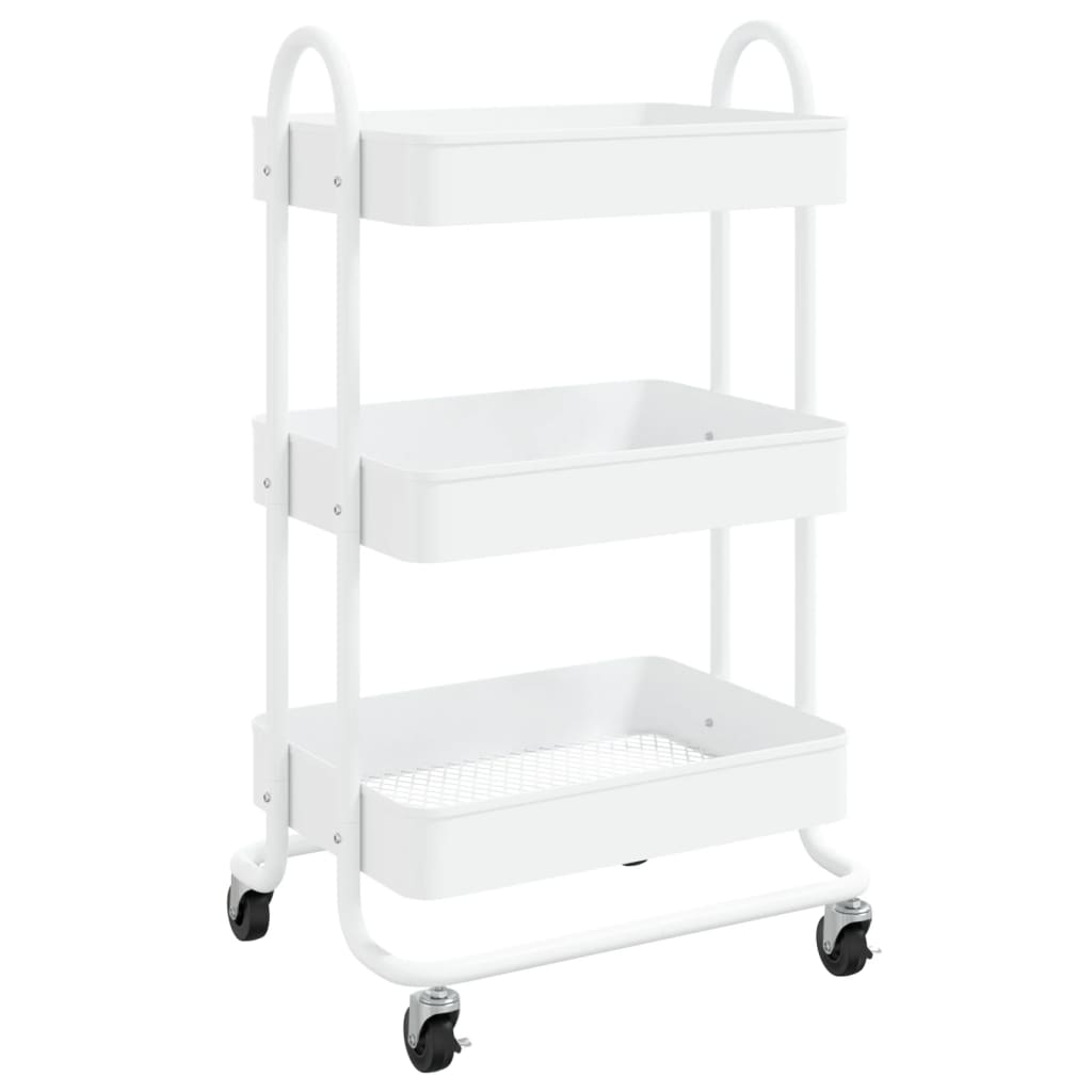 Trolley 3-laags 43x34x79 cm staal wit is nu te koop bij PeponiXL, paradijselijk wonen!