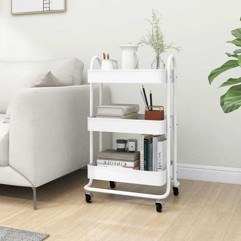 Trolley 3-laags 43x34x79 cm staal wit is nu te koop bij PeponiXL, paradijselijk wonen!