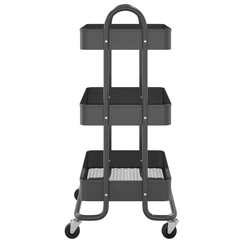 Trolley 3-laags 43x34x79 cm staal antracietkleurig is nu te koop bij PeponiXL, paradijselijk wonen!