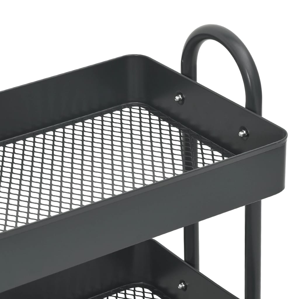 Trolley 3-laags 43x34x79 cm staal antracietkleurig is nu te koop bij PeponiXL, paradijselijk wonen!