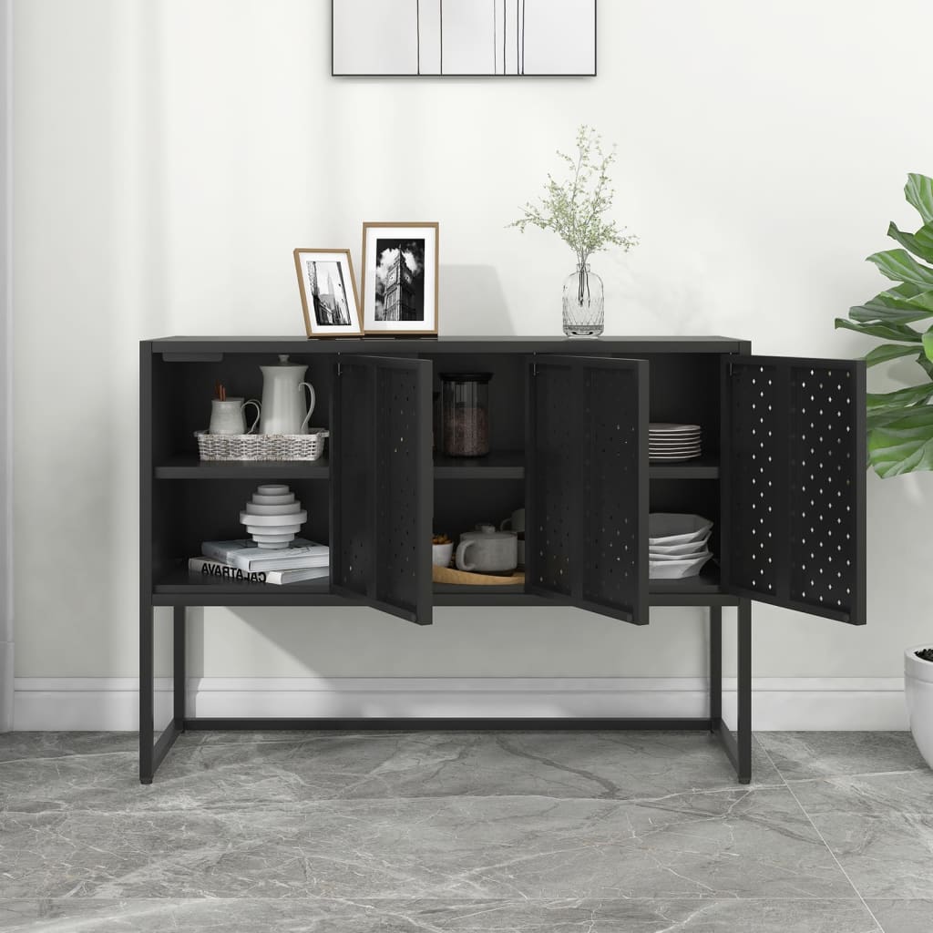 Dressoir 105x35x75 cm staal zwart is nu te koop bij PeponiXL, paradijselijk wonen!