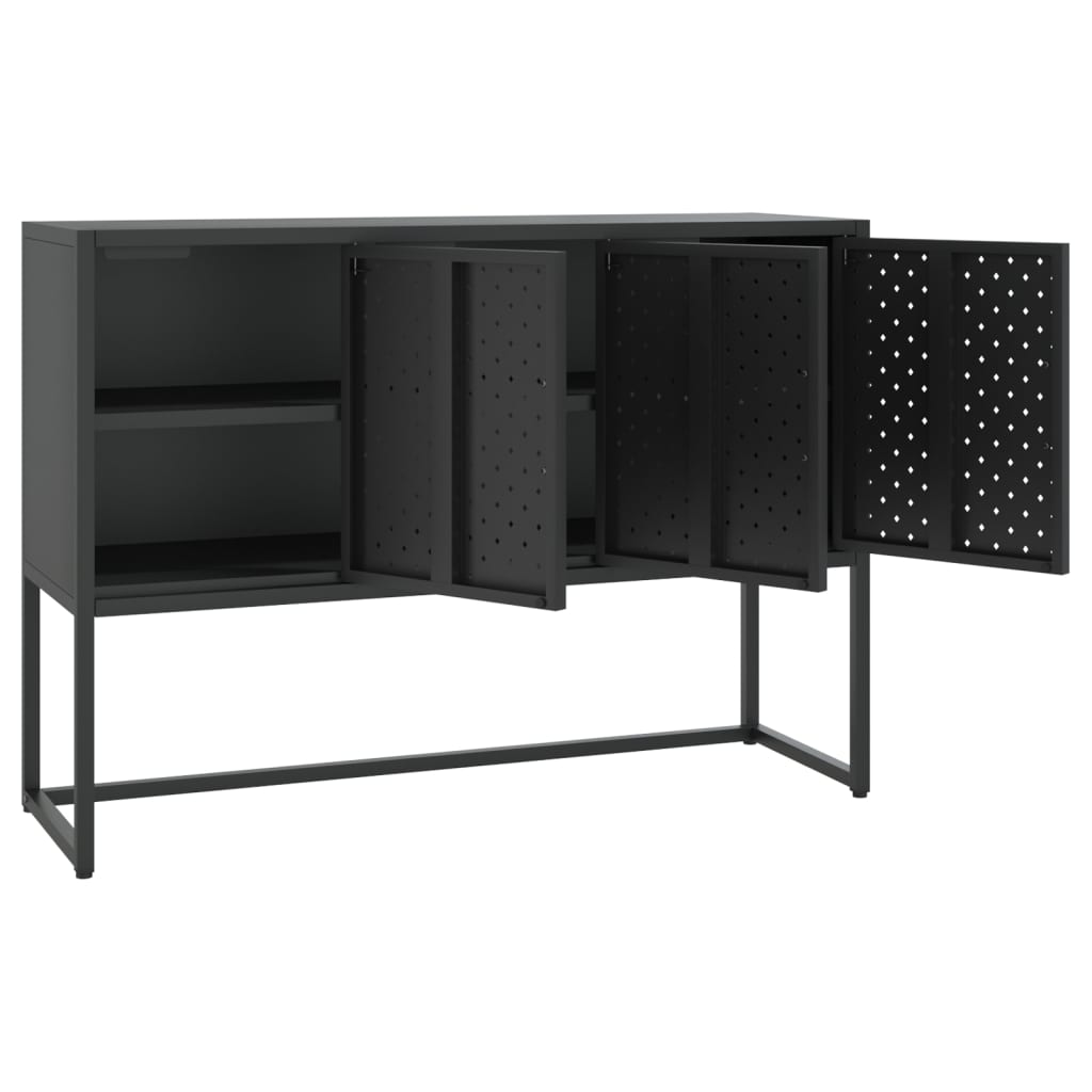Dressoir 105x35x75 cm staal zwart is nu te koop bij PeponiXL, paradijselijk wonen!