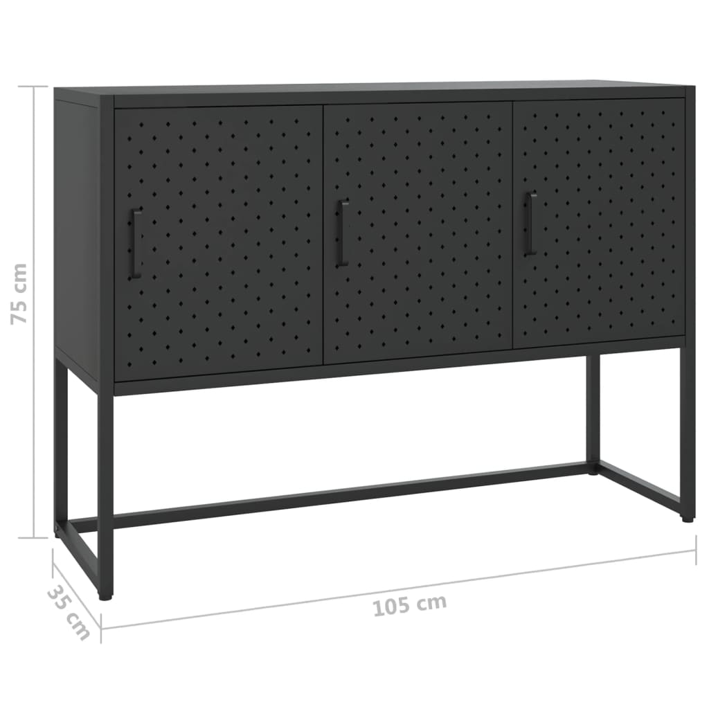 Dressoir 105x35x75 cm staal zwart is nu te koop bij PeponiXL, paradijselijk wonen!
