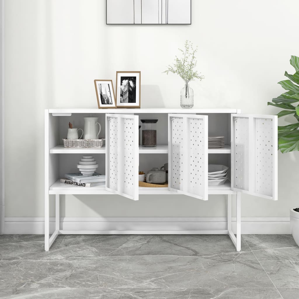 Dressoir 105x35x75 cm staal wit is nu te koop bij PeponiXL, paradijselijk wonen!