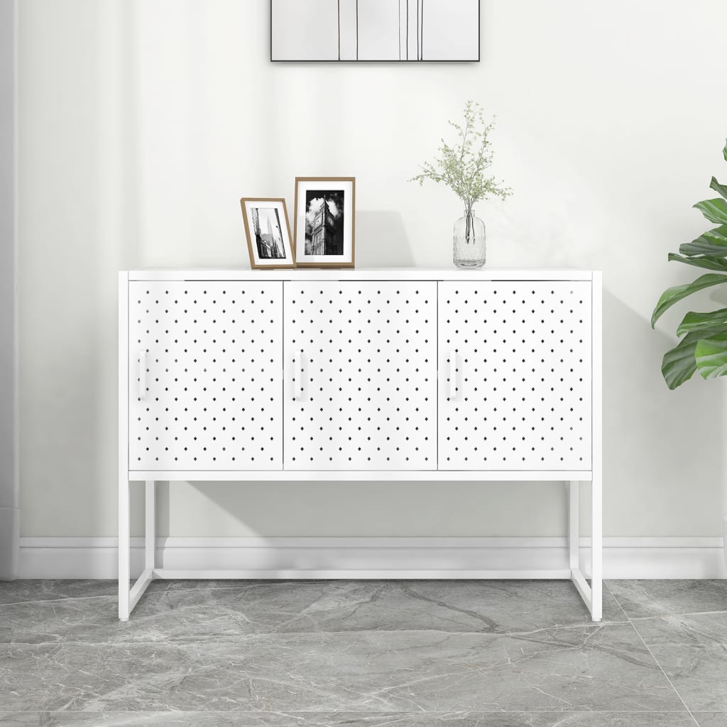 Dressoir 105x35x75 cm staal wit is nu te koop bij PeponiXL, paradijselijk wonen!