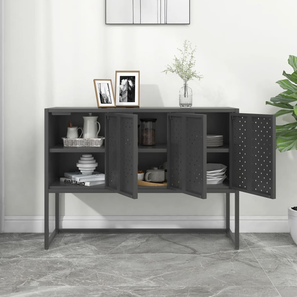 Dressoir 105x35x75 cm staal antracietkleurig is nu te koop bij PeponiXL, paradijselijk wonen!
