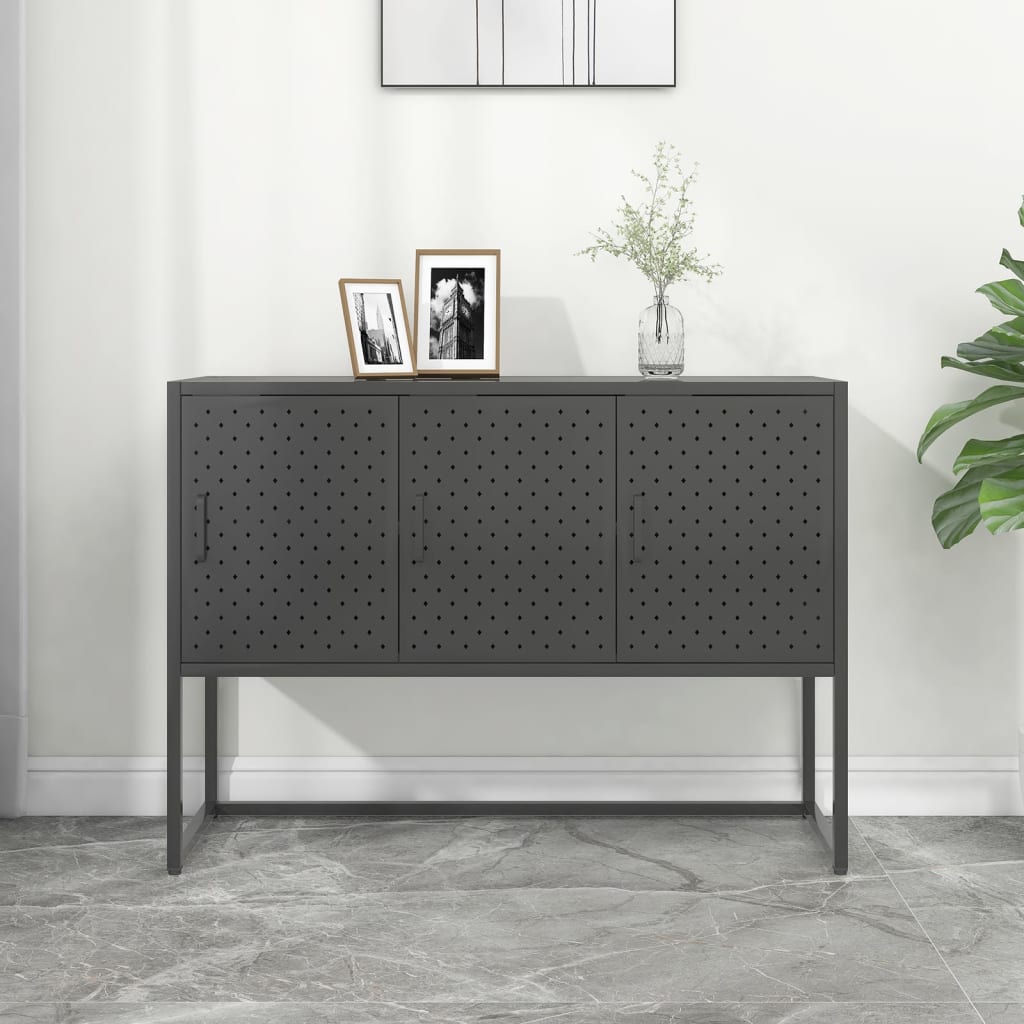 Dressoir 105x35x75 cm staal antracietkleurig is nu te koop bij PeponiXL, paradijselijk wonen!