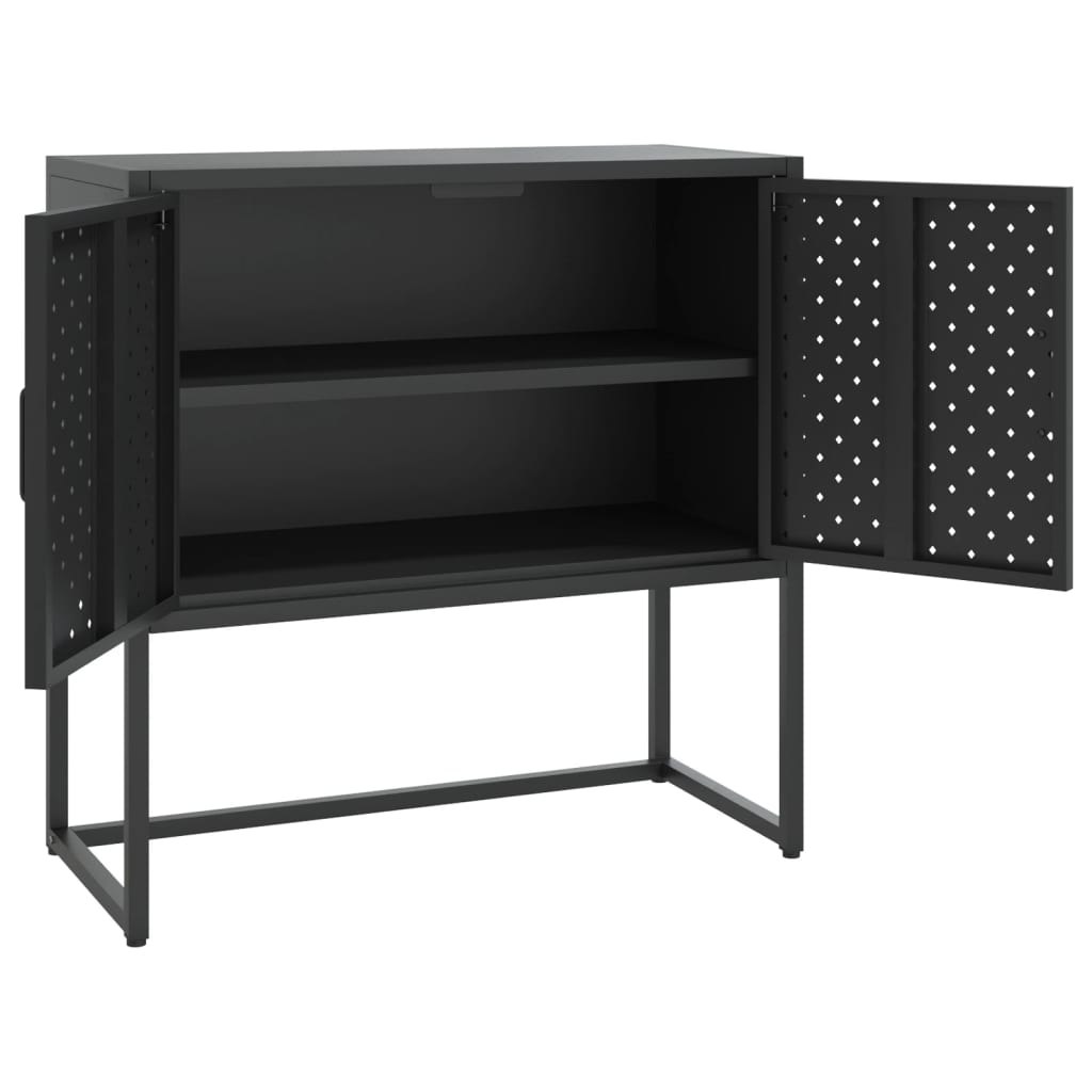 Dressoir 75x35x75 cm staal zwart is nu te koop bij PeponiXL, paradijselijk wonen!