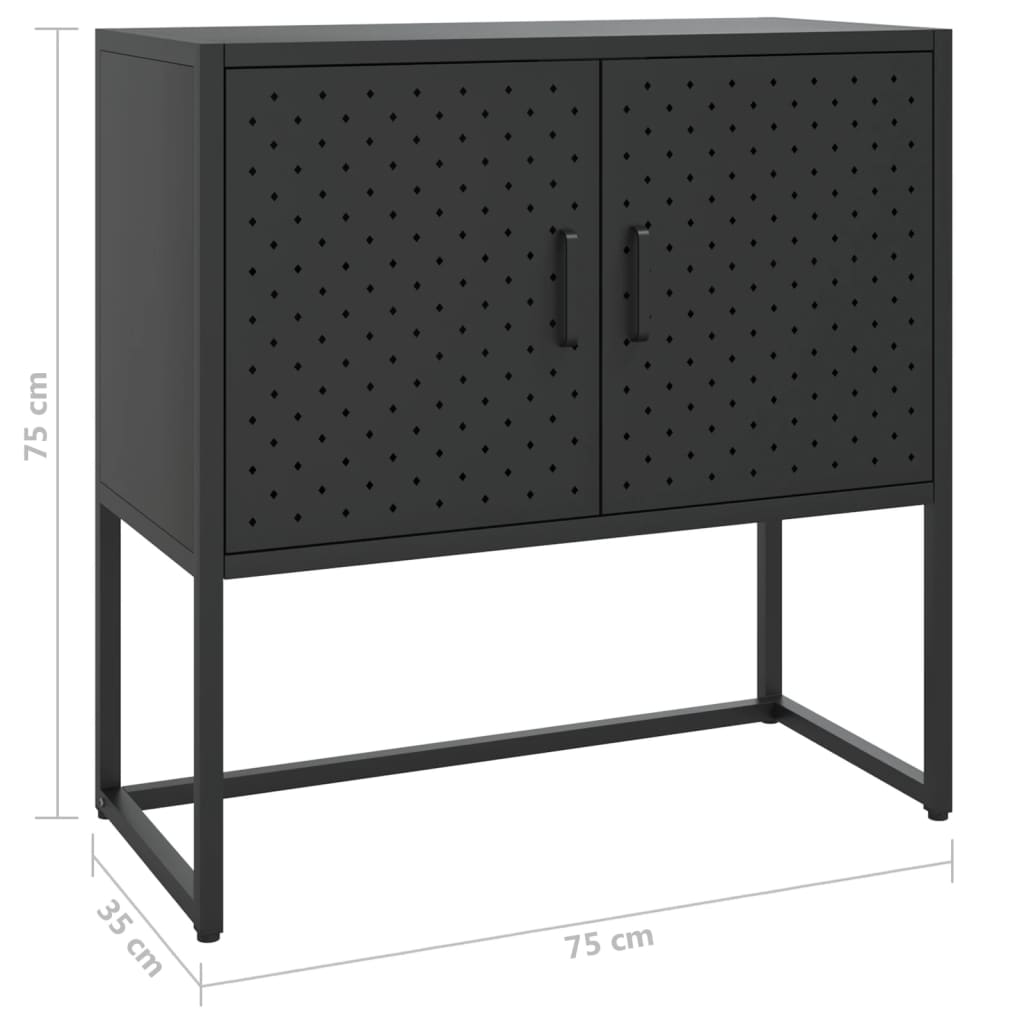 Dressoir 75x35x75 cm staal zwart is nu te koop bij PeponiXL, paradijselijk wonen!