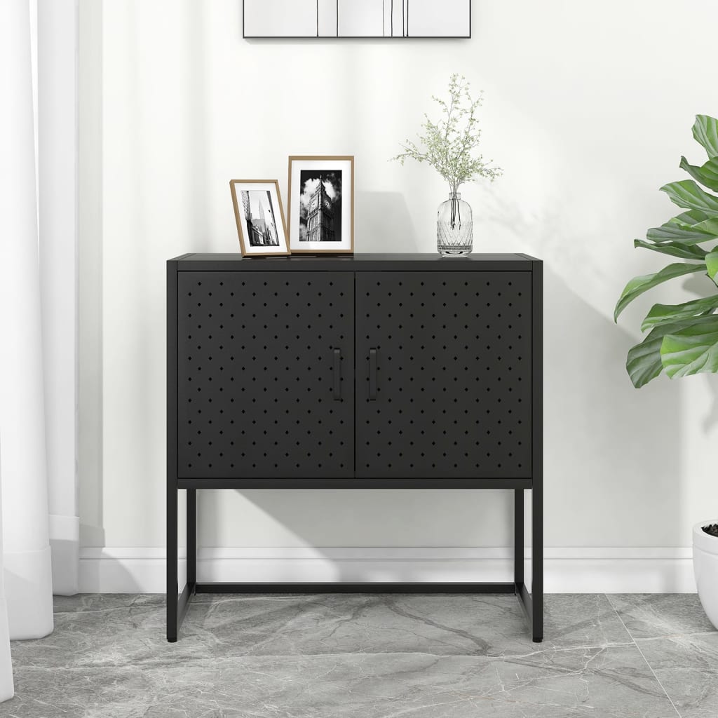 Dressoir 75x35x75 cm staal zwart is nu te koop bij PeponiXL, paradijselijk wonen!