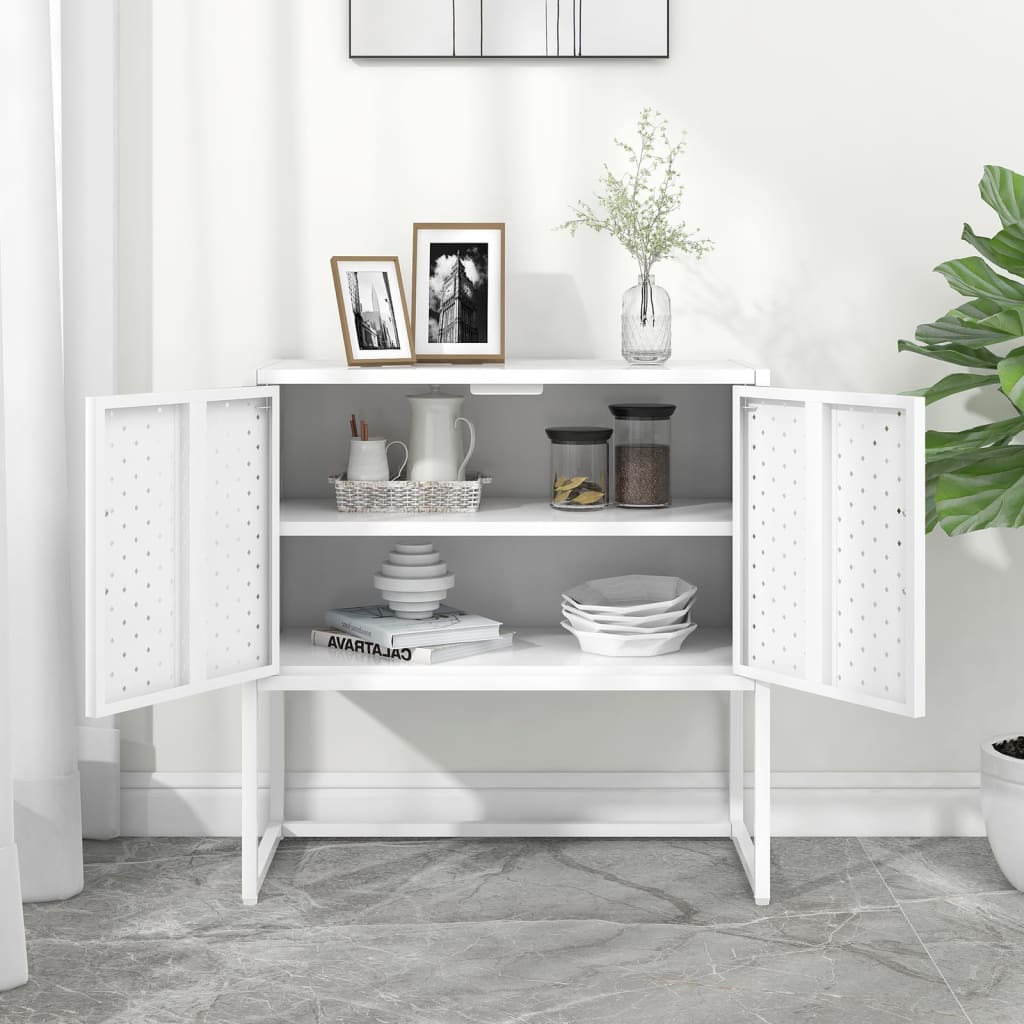 Dressoir 75x35x75 cm staal wit is nu te koop bij PeponiXL, paradijselijk wonen!