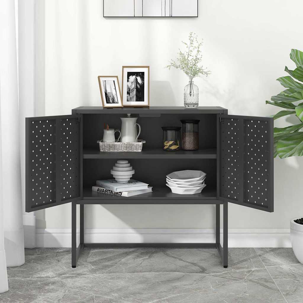 Dressoir 75x35x75 cm staal antracietkleurig is nu te koop bij PeponiXL, paradijselijk wonen!