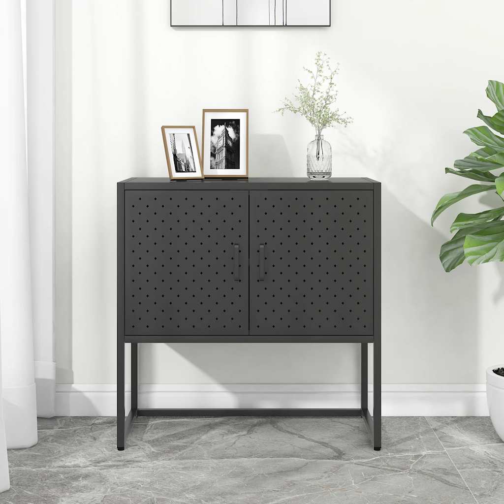Dressoir 75x35x75 cm staal antracietkleurig is nu te koop bij PeponiXL, paradijselijk wonen!