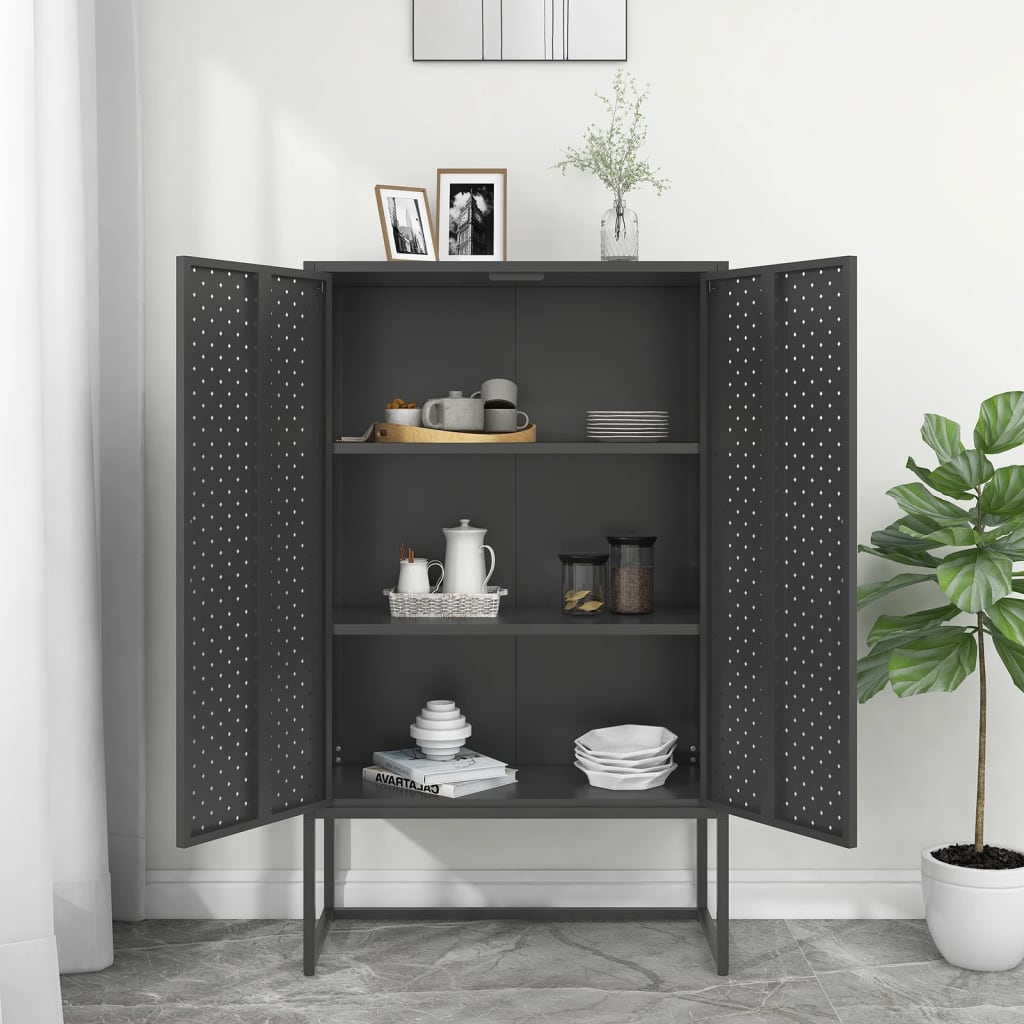 Hoge kast 80x35x135 cm staal antracietkleurig