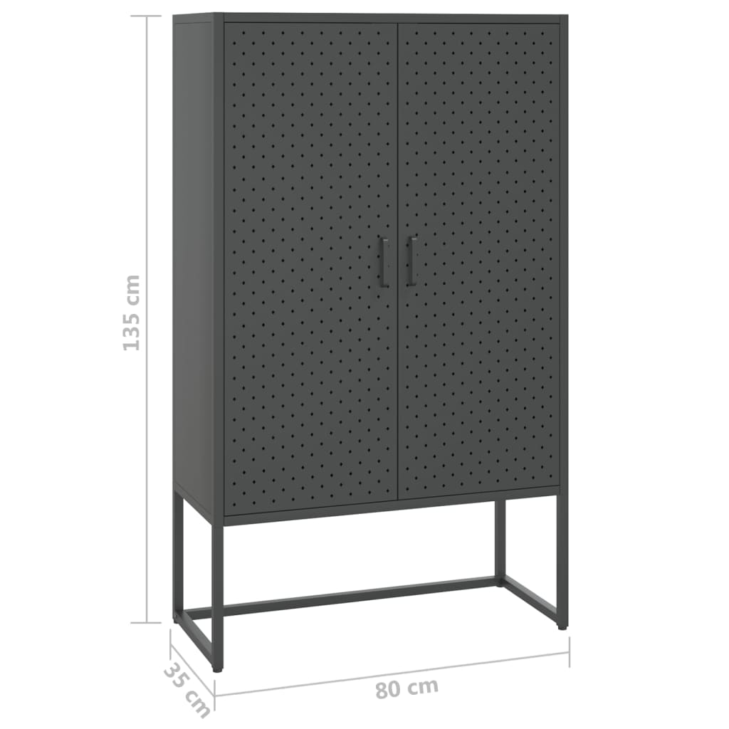 Hoge kast 80x35x135 cm staal antracietkleurig