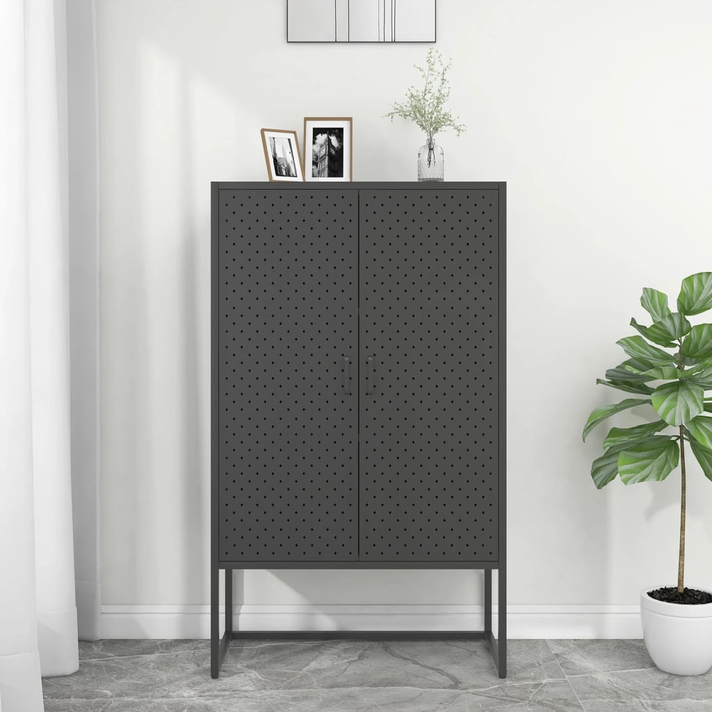 Hoge kast 80x35x135 cm staal antracietkleurig