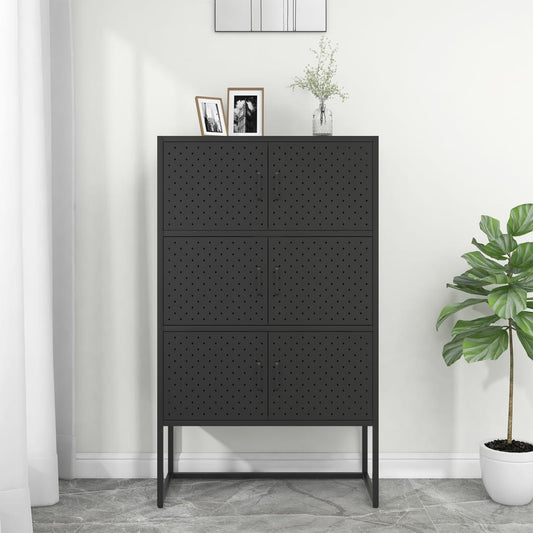 Hoge kast 80x35x135 cm staal zwart is nu te koop bij PeponiXL, paradijselijk wonen!
