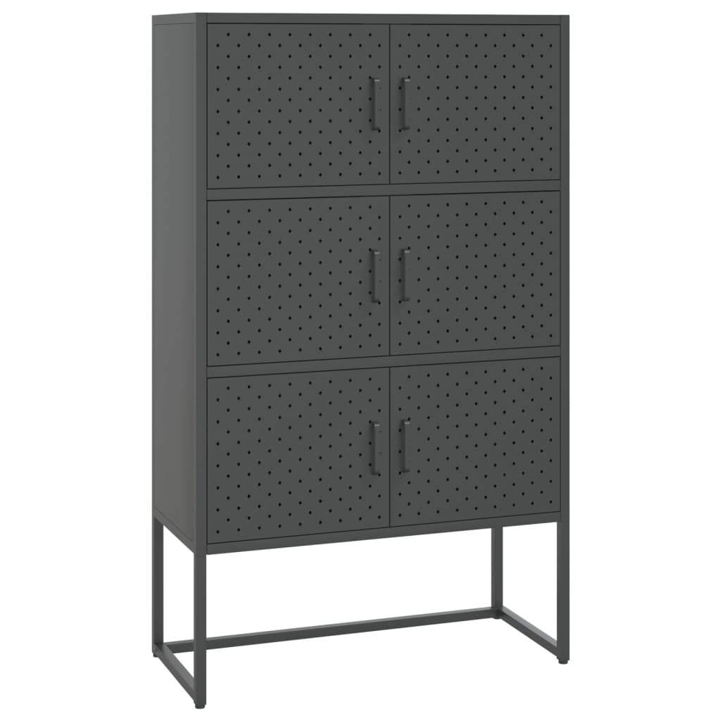 Hoge kast 80x35x135 cm staal antracietkleurig is nu te koop bij PeponiXL, paradijselijk wonen!