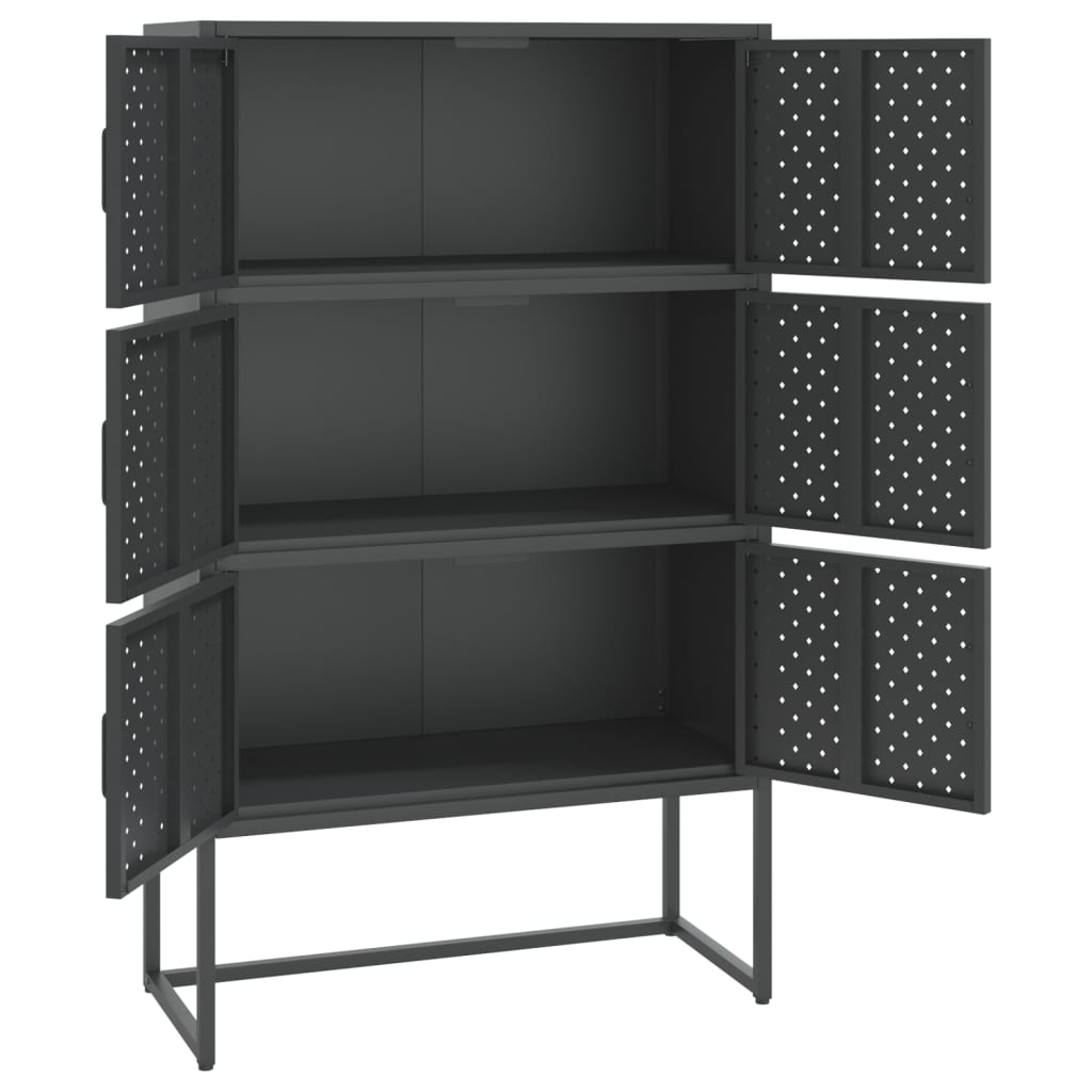 Hoge kast 80x35x135 cm staal antracietkleurig is nu te koop bij PeponiXL, paradijselijk wonen!