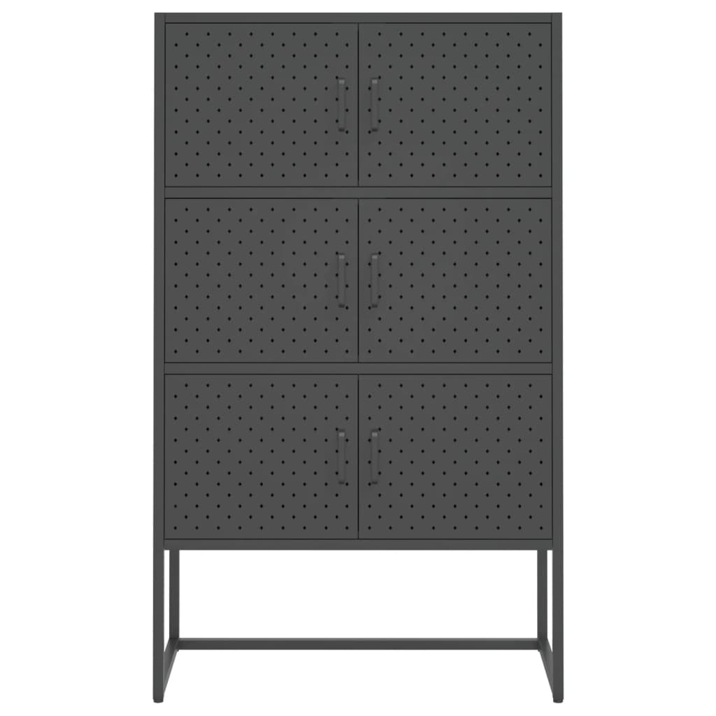 Hoge kast 80x35x135 cm staal antracietkleurig is nu te koop bij PeponiXL, paradijselijk wonen!