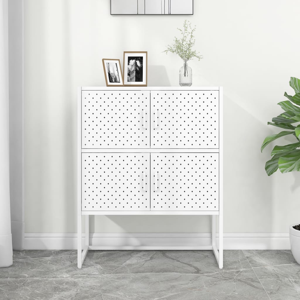 Hoge kast 80x35x100 cm staal wit