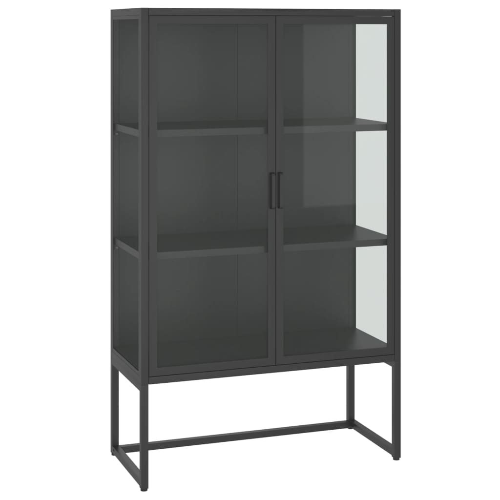 Hoge kast 80x35x135 cm staal en gehard glas antracietkleurig is nu te koop bij PeponiXL, paradijselijk wonen!