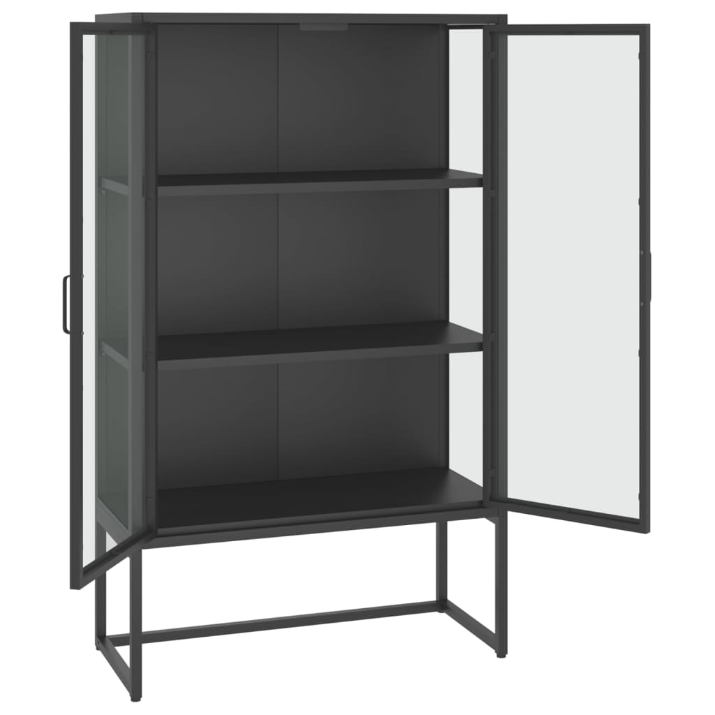 Hoge kast 80x35x135 cm staal en gehard glas antracietkleurig is nu te koop bij PeponiXL, paradijselijk wonen!
