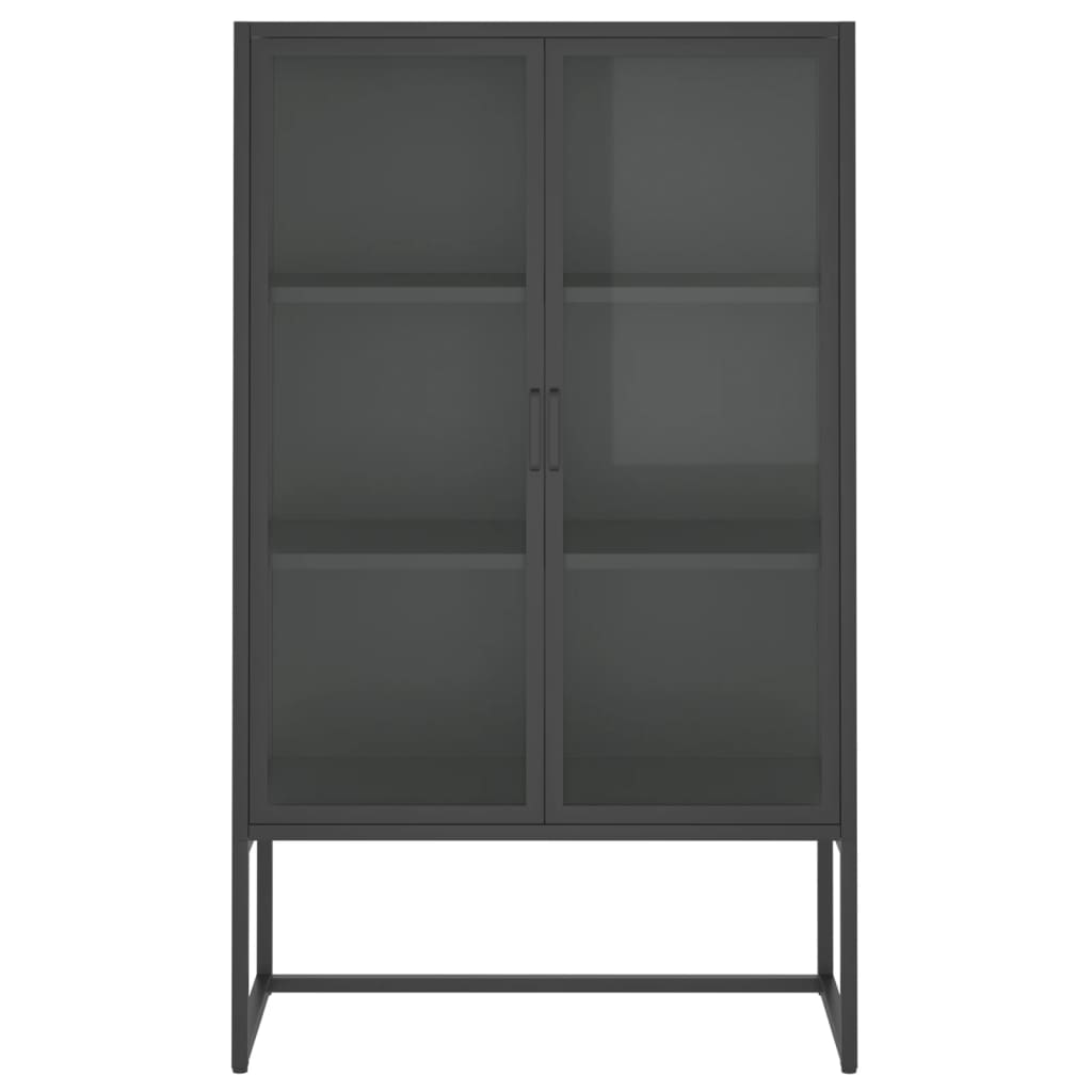 Hoge kast 80x35x135 cm staal en gehard glas antracietkleurig is nu te koop bij PeponiXL, paradijselijk wonen!