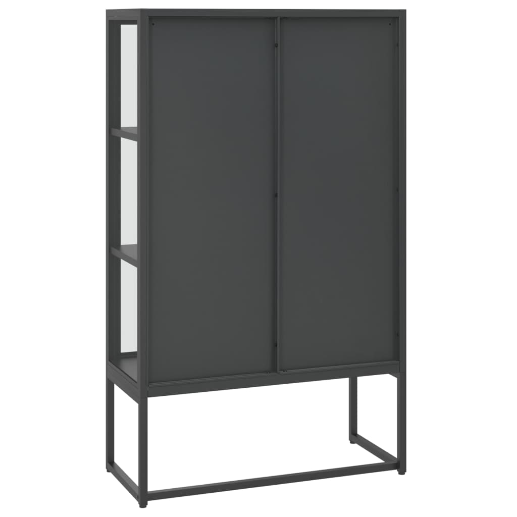 Hoge kast 80x35x135 cm staal en gehard glas antracietkleurig is nu te koop bij PeponiXL, paradijselijk wonen!