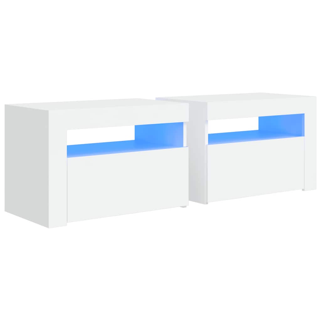 Nachtkastjes 2 st LED 60x35x40 cm wit is nu te koop bij PeponiXL, paradijselijk wonen!